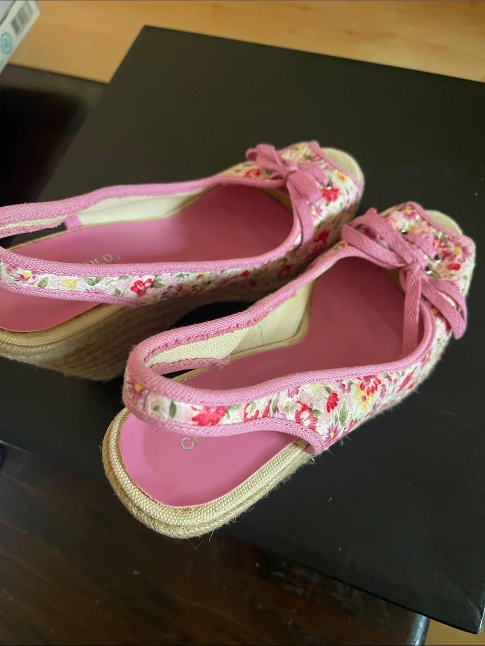 CLASSIFIED Pink Floral Lace-Up Espadrille Wedges